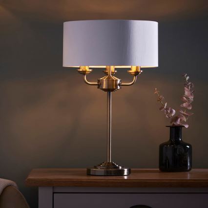 Endon 98932 - Bordslampa HIGHCLERE 3xE14/18W/230V vit/mässing Ø 32 cm