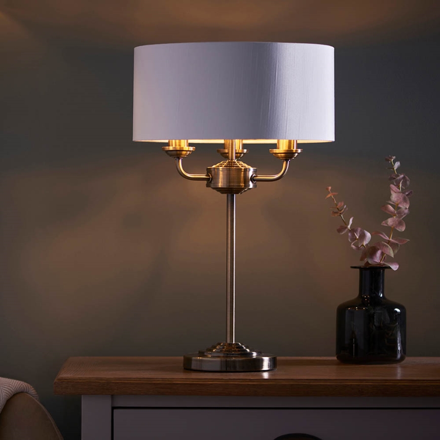 Endon 98932 - Bordslampa HIGHCLERE 3xE14/18W/230V vit/mässing Ø 32 cm