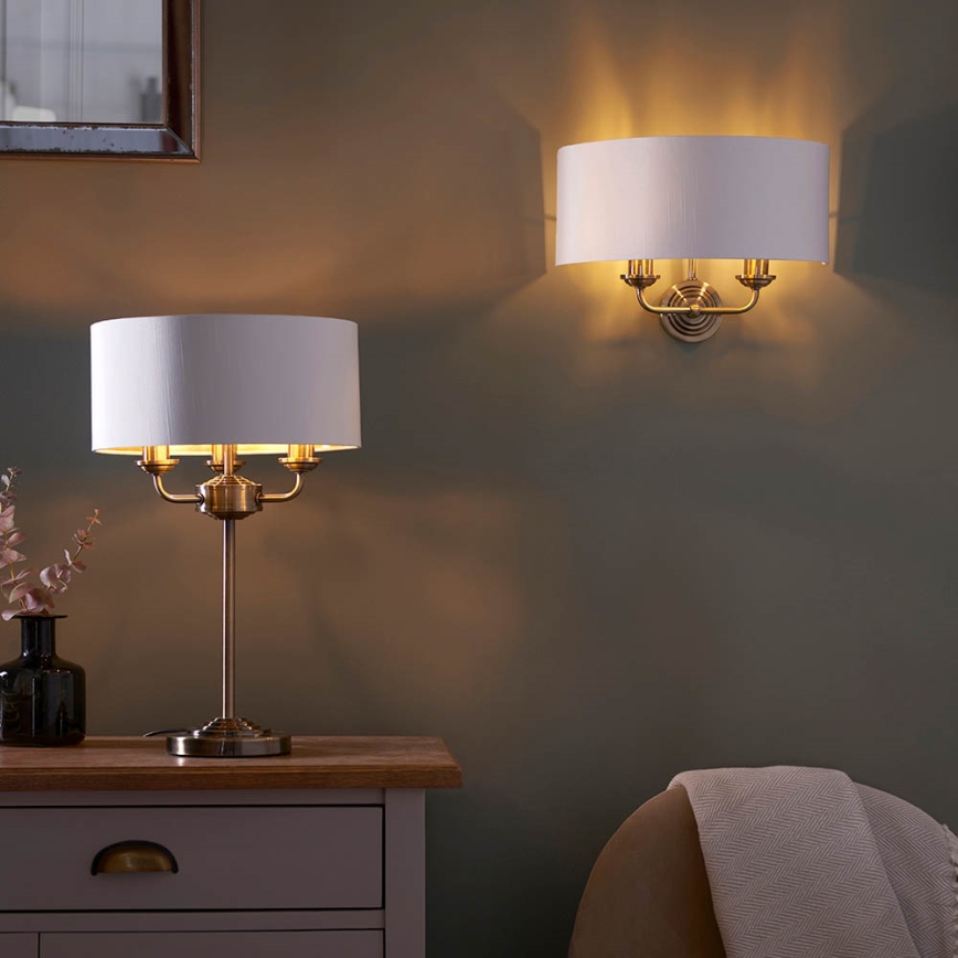 Endon 98932 - Bordslampa HIGHCLERE 3xE14/18W/230V vit/mässing Ø 32 cm