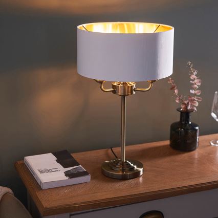Endon 98932 - Bordslampa HIGHCLERE 3xE14/18W/230V vit/mässing Ø 32 cm