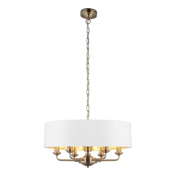 Endon 98933 - Ljuskrona på kedja HIGHCLERE 6xE14/40W/230V vit/mässing diameter 55 cm