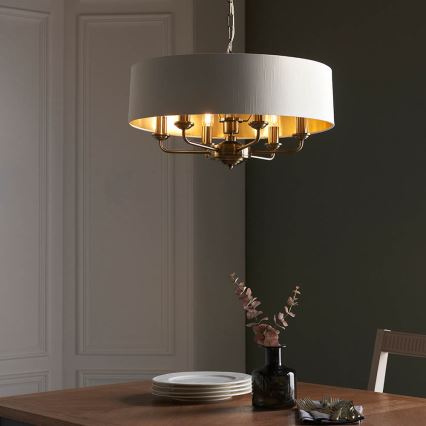 Endon 98933 - Ljuskrona på kedja HIGHCLERE 6xE14/40W/230V vit/mässing