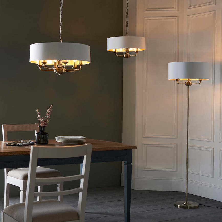 Endon 98933 - Ljuskrona på kedja HIGHCLERE 6xE14/40W/230V vit/mässing