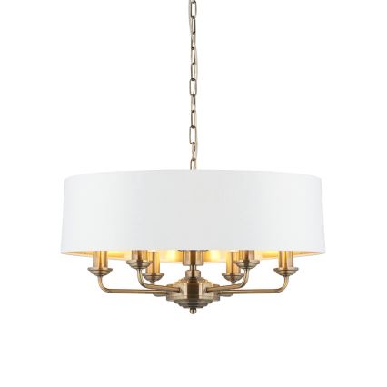Endon 98933 - Ljuskrona på kedja HIGHCLERE 6xE14/40W/230V vit/mässing
