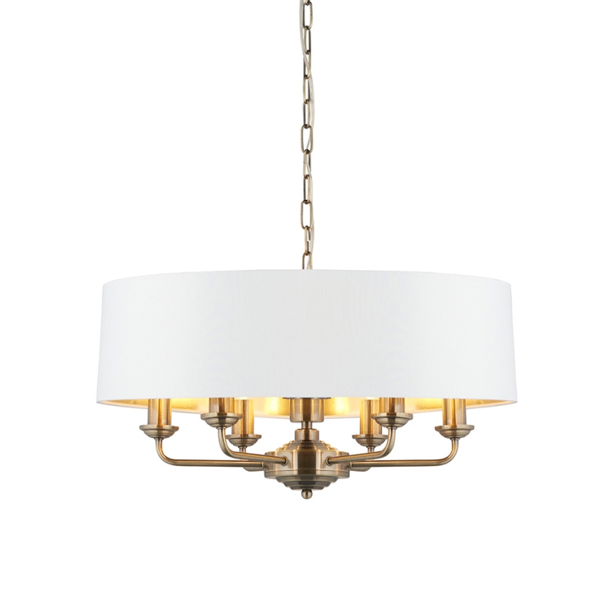 Endon 98933 - Ljuskrona på kedja HIGHCLERE 6xE14/40W/230V vit/mässing