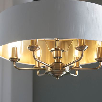 Endon 98933 - Ljuskrona på kedja HIGHCLERE 6xE14/40W/230V vit/mässing