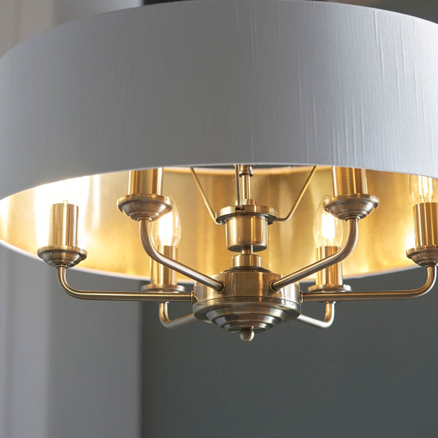 Endon 98933 - Ljuskrona på kedja HIGHCLERE 6xE14/40W/230V vit/mässing