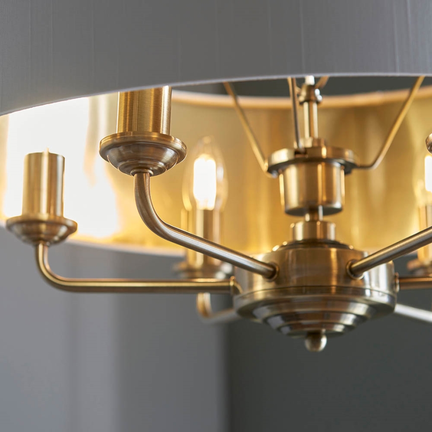 Endon 98933 - Ljuskrona på kedja HIGHCLERE 6xE14/40W/230V vit/mässing