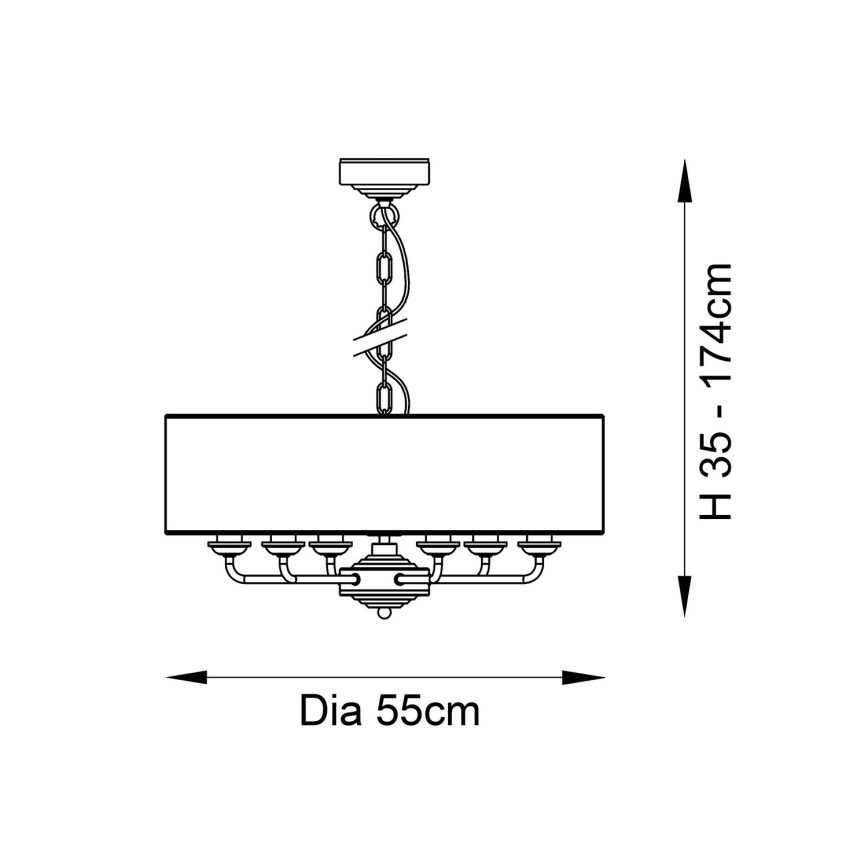 Endon 98933 - Ljuskrona på kedja HIGHCLERE 6xE14/40W/230V vit/mässing