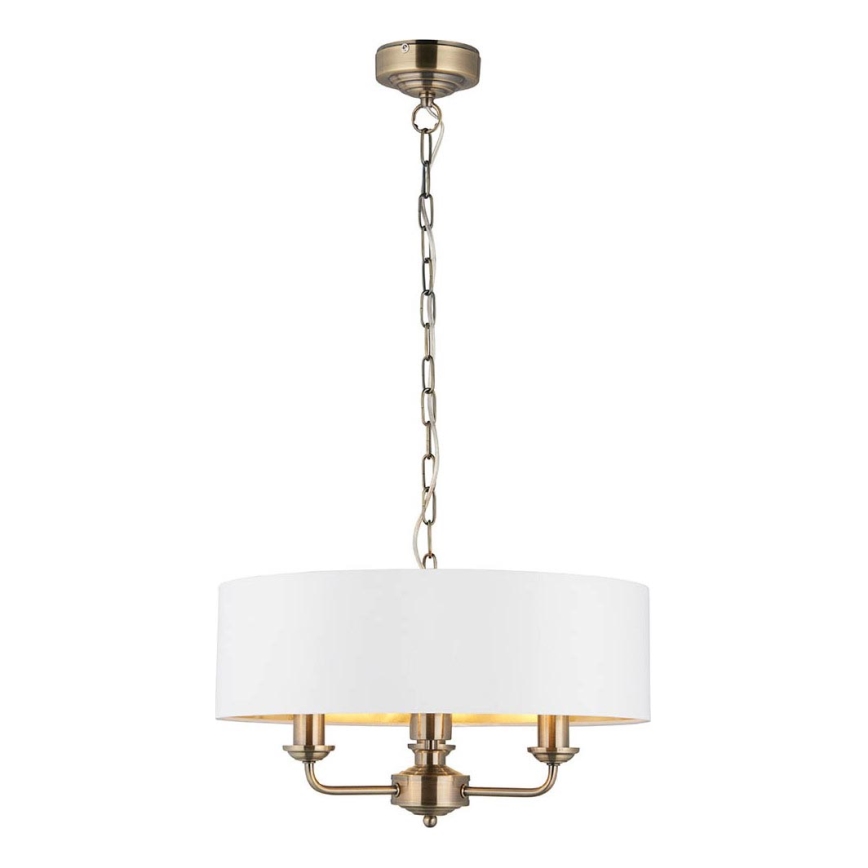 Endon 98934 - Ljuskrona på kedja HIGHCLERE 3xE14/40W/230V vit/mässing