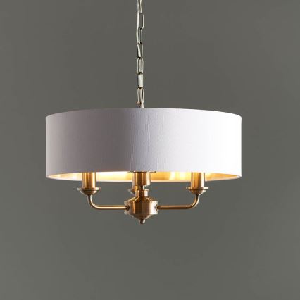Endon 98934 - Ljuskrona på kedja HIGHCLERE 3xE14/40W/230V vit/mässing