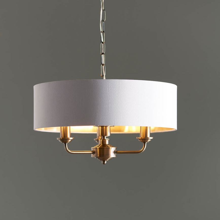 Endon 98934 - Ljuskrona på kedja HIGHCLERE 3xE14/40W/230V vit/mässing
