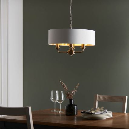 Endon 98934 - Ljuskrona på kedja HIGHCLERE 3xE14/40W/230V vit/mässing