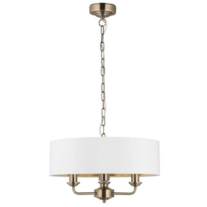 Endon 98934 - Ljuskrona på kedja HIGHCLERE 3xE14/40W/230V vit/mässing