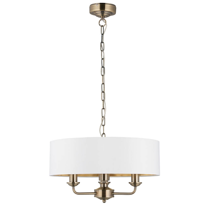 Endon 98934 - Ljuskrona på kedja HIGHCLERE 3xE14/40W/230V vit/mässing