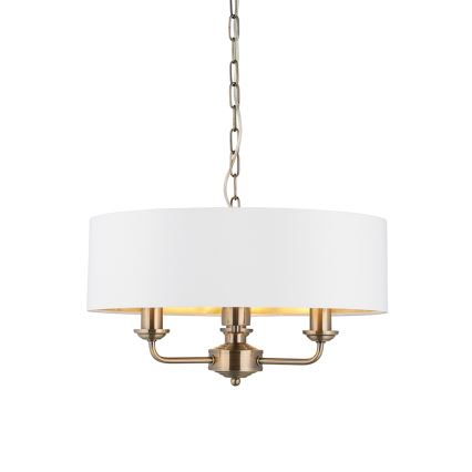 Endon 98934 - Ljuskrona på kedja HIGHCLERE 3xE14/40W/230V vit/mässing