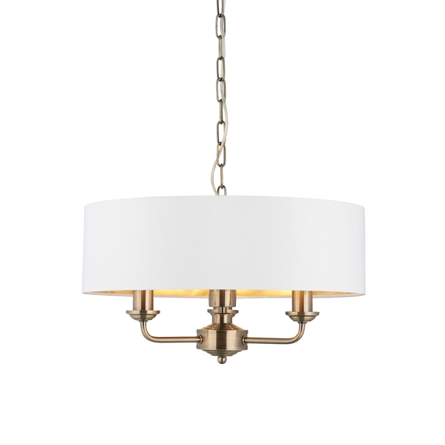 Endon 98934 - Ljuskrona på kedja HIGHCLERE 3xE14/40W/230V vit/mässing