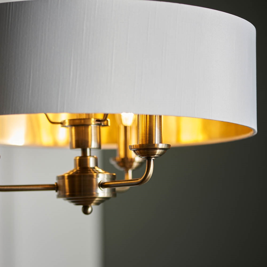 Endon 98934 - Ljuskrona på kedja HIGHCLERE 3xE14/40W/230V vit/mässing