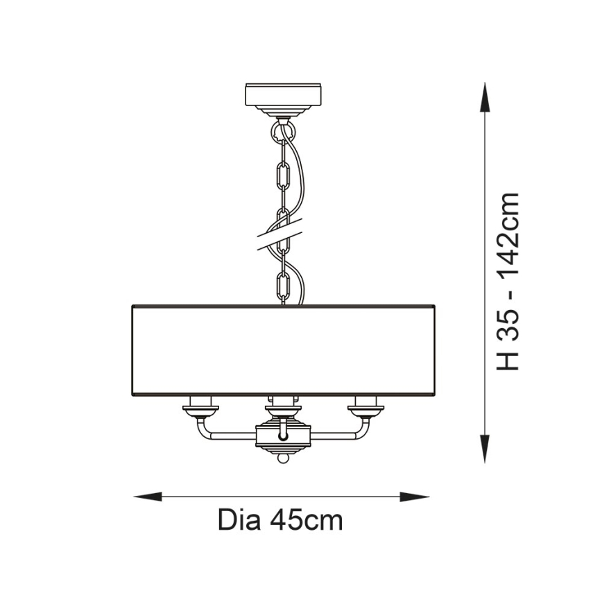 Endon 98934 - Ljuskrona på kedja HIGHCLERE 3xE14/40W/230V vit/mässing