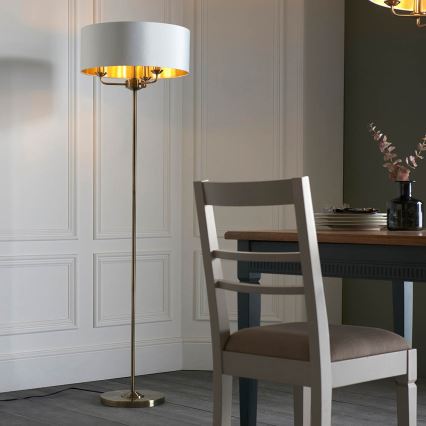 Endon 98935 - Golvlampa HIGHCLERE 3xE14/40W/230V vit/mässing diameter 47 cm