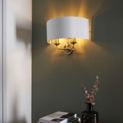 Endon 98937 - Vägglampa HIGHCLERE 2xE14/40W/230V vit/mässing