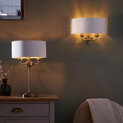 Endon 98937 - Vägglampa HIGHCLERE 2xE14/40W/230V vit/mässing