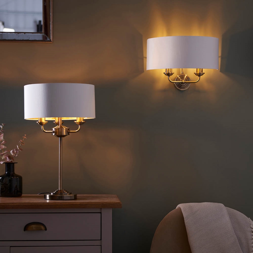 Endon 98937 - Vägglampa HIGHCLERE 2xE14/40W/230V vit/mässing