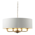 Endon 98938 - Ljuskrona med kedja HIGHCLERE 8xE14/40W/230V Ø 70 cm vit/mässing