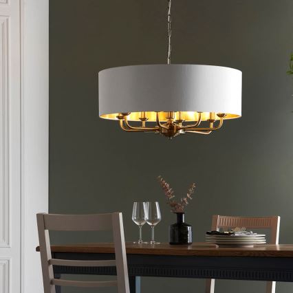 Endon 98938 - Ljuskrona med kedja HIGHCLERE 8xE14/40W/230V Ø 70 cm vit/mässing