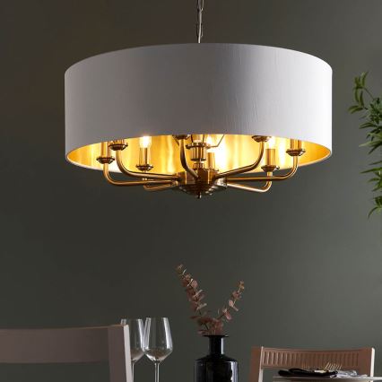 Endon 98938 - Ljuskrona med kedja HIGHCLERE 8xE14/40W/230V Ø 70 cm vit/mässing