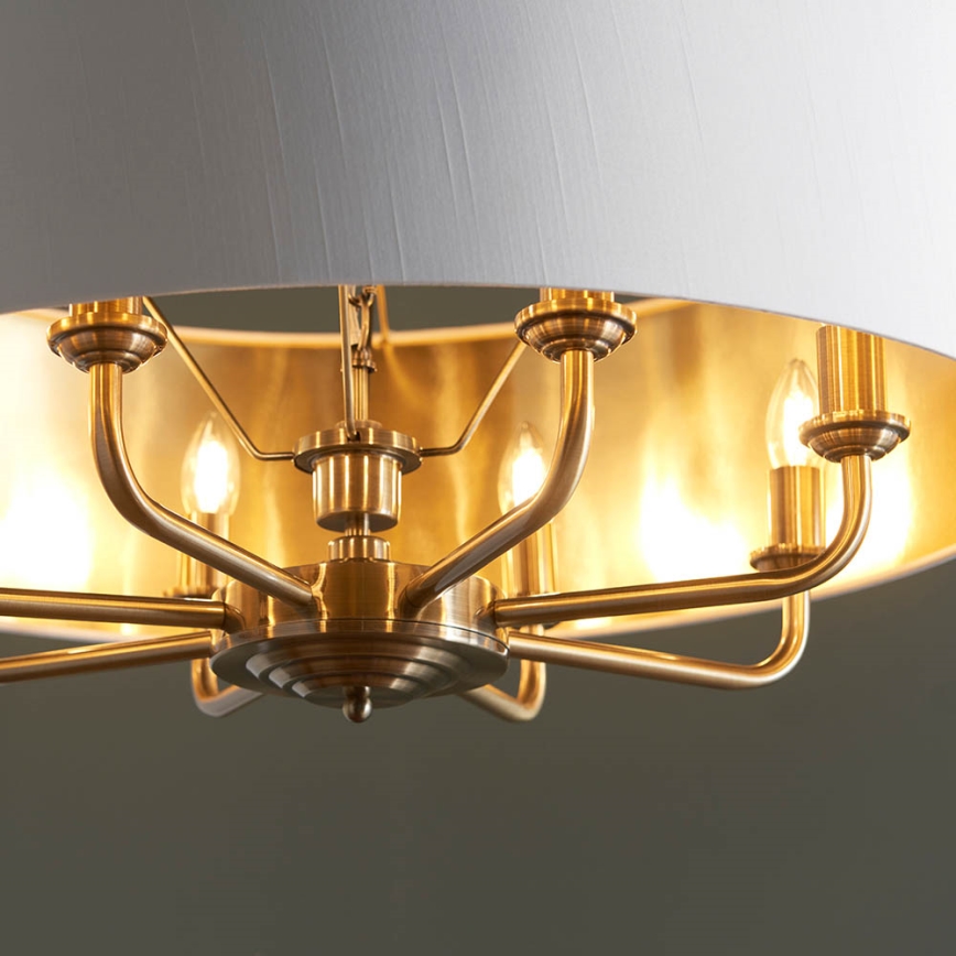 Endon 98938 - Ljuskrona med kedja HIGHCLERE 8xE14/40W/230V Ø 70 cm vit/mässing