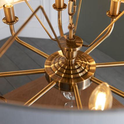 Endon 98938 - Ljuskrona med kedja HIGHCLERE 8xE14/40W/230V Ø 70 cm vit/mässing