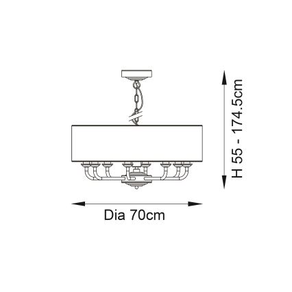 Endon 98938 - Ljuskrona med kedja HIGHCLERE 8xE14/40W/230V Ø 70 cm vit/mässing