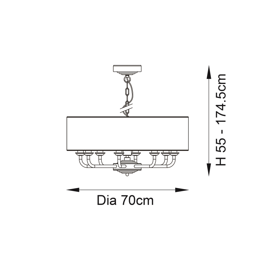 Endon 98938 - Ljuskrona med kedja HIGHCLERE 8xE14/40W/230V Ø 70 cm vit/mässing