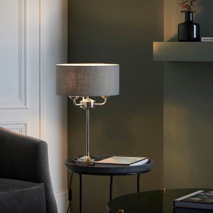 Endon 99149 - Bordslampa HIGHCLERE 3xE14/18W/230V grå/skinande krom diameter 32 cm