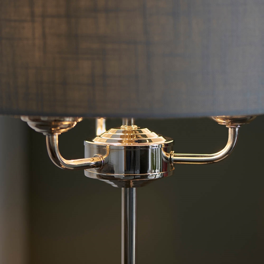 Endon 99149 - Bordslampa HIGHCLERE 3xE14/18W/230V grå/skinande krom diameter 32 cm