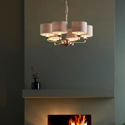 Endon 99151 - Ljuskrona med kedja HIGHCLERE 6xE14/28W/230V grå/mattkrom Ø 53 cm