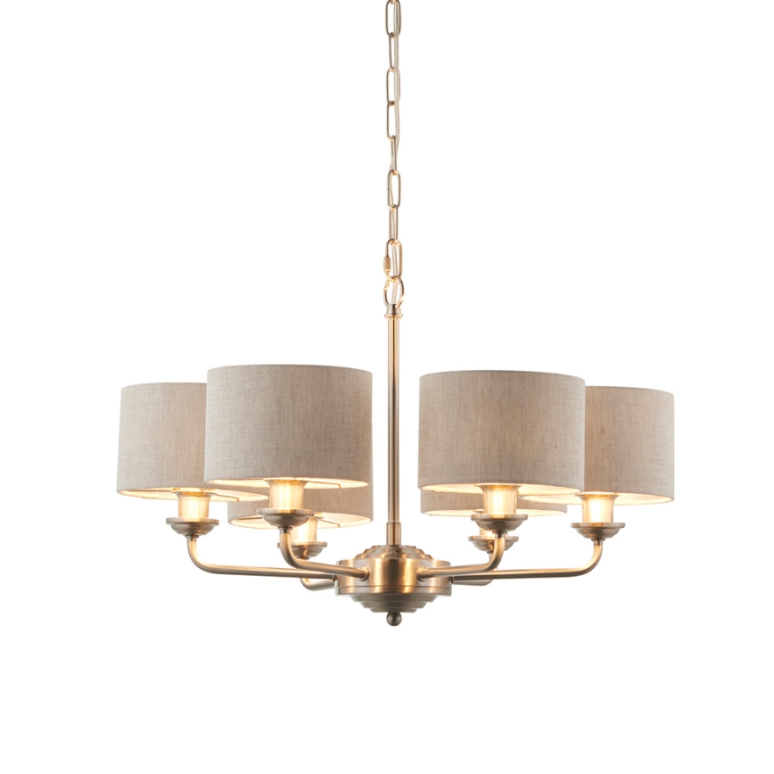 Endon 99151 - Ljuskrona med kedja HIGHCLERE 6xE14/28W/230V grå/mattkrom Ø 53 cm