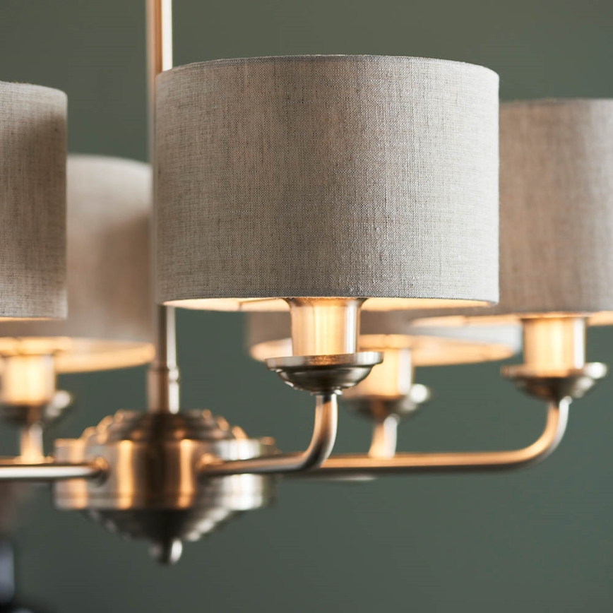 Endon 99151 - Ljuskrona med kedja HIGHCLERE 6xE14/28W/230V grå/mattkrom Ø 53 cm