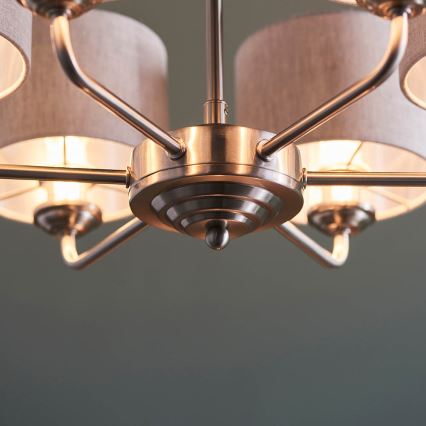 Endon 99151 - Ljuskrona med kedja HIGHCLERE 6xE14/28W/230V grå/mattkrom Ø 53 cm
