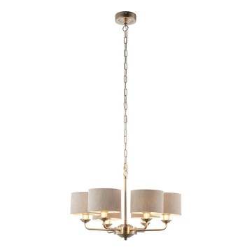 Endon 99151 - Ljuskrona med kedja HIGHCLERE 6xE14/28W/230V grå/mattkrom Ø 53 cm