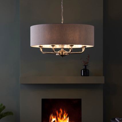 Endon 99152 - Ljuskrona på kedja HIGHCLERE 8xE14/40W/230V grå/matt krom diameter 70 cm