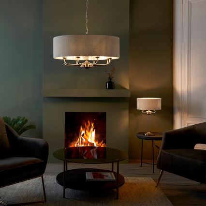 Endon 99152 - Ljuskrona på kedja HIGHCLERE 8xE14/40W/230V grå/matt krom diameter 70 cm
