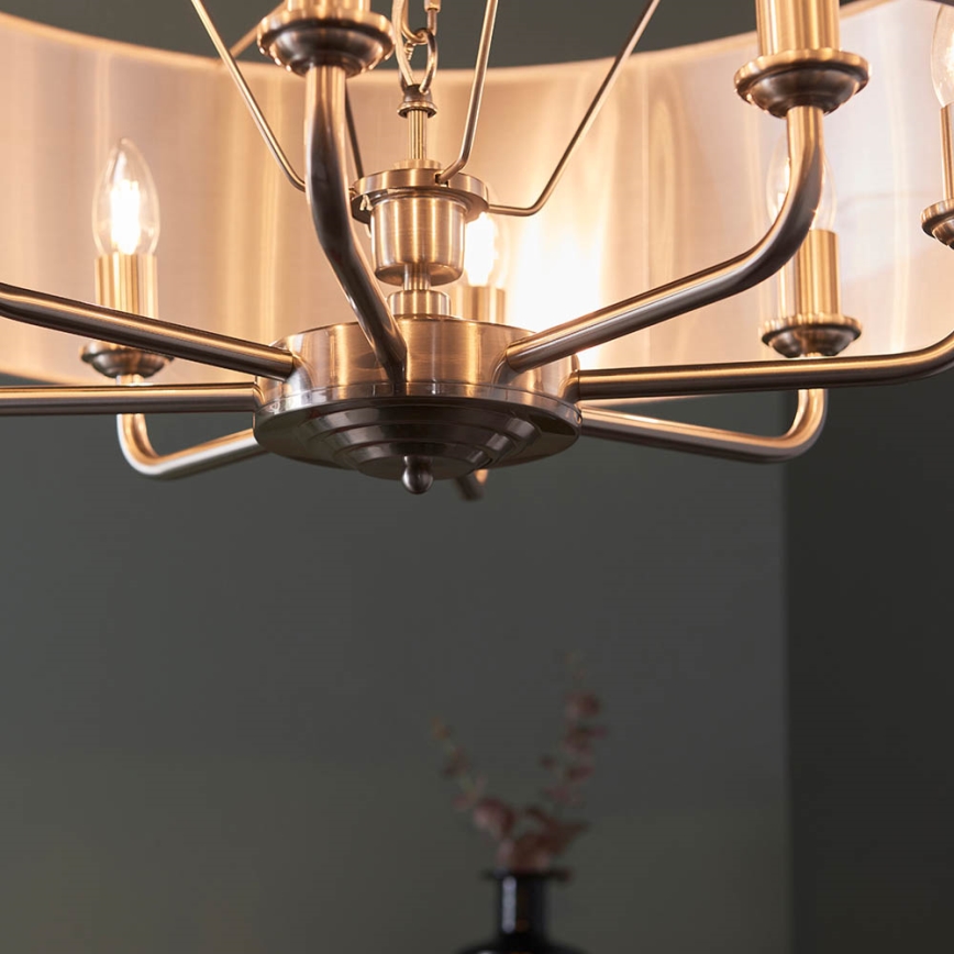 Endon 99152 - Ljuskrona på kedja HIGHCLERE 8xE14/40W/230V grå/matt krom diameter 70 cm