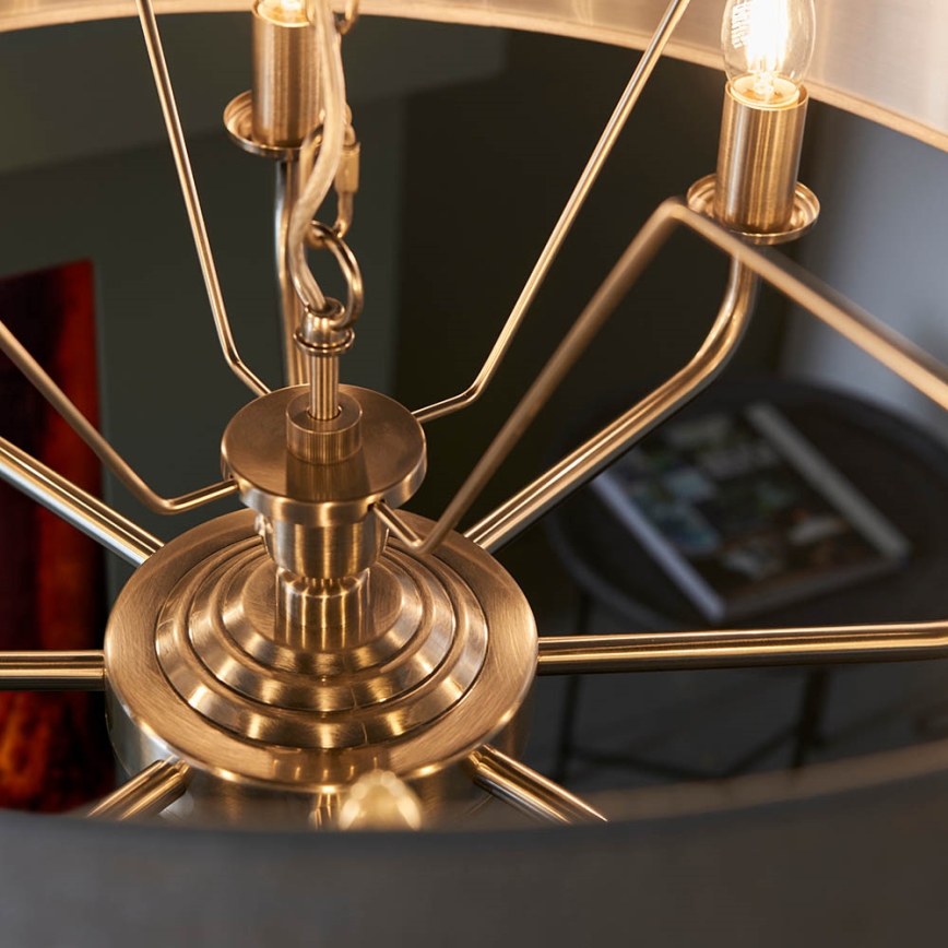 Endon 99152 - Ljuskrona på kedja HIGHCLERE 8xE14/40W/230V grå/matt krom diameter 70 cm