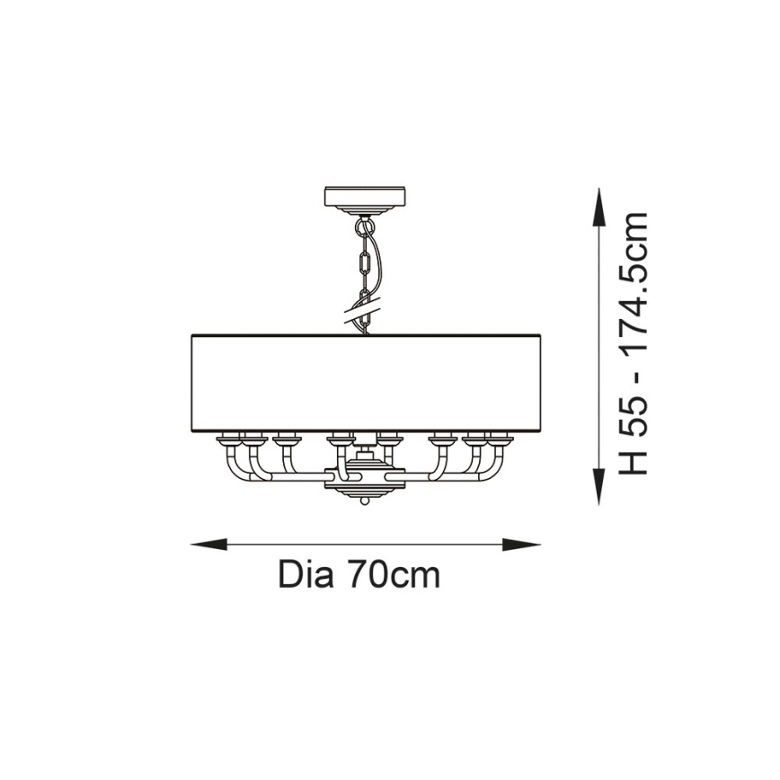 Endon 99152 - Ljuskrona på kedja HIGHCLERE 8xE14/40W/230V grå/matt krom diameter 70 cm