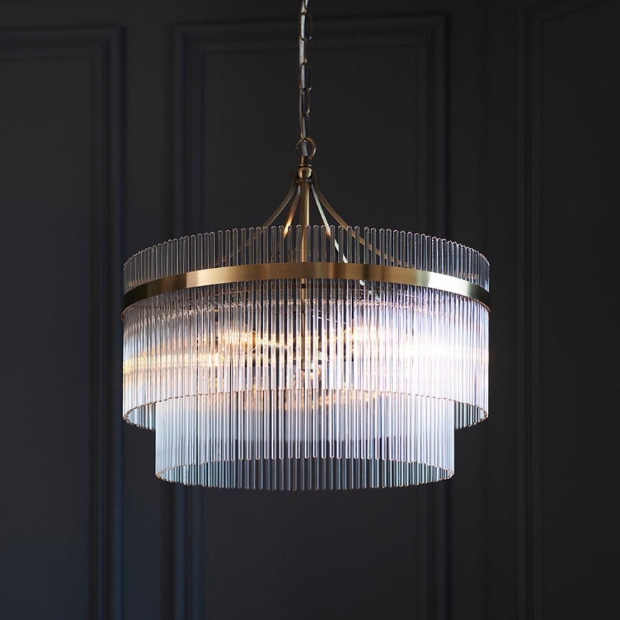 Endon 99166 - Ljuskrona med kedja MARIETTA 5xE14/7W/230V mässing/klarglas