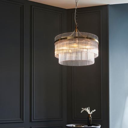 Endon 99166 - Ljuskrona med kedja MARIETTA 5xE14/7W/230V mässing/klarglas