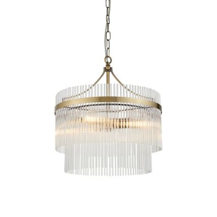 Endon 99167 - Ljuskrona på kedja MARIETTA 3xE14/7W/230V mässing/genomskinlig