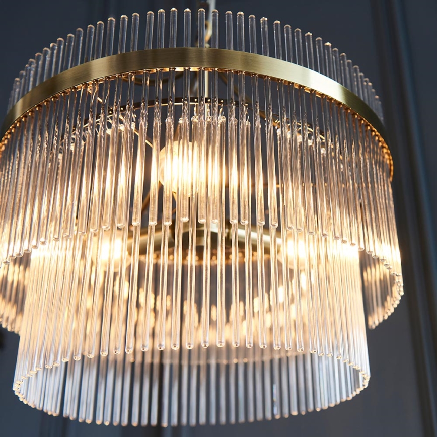 Endon 99167 - Ljuskrona på kedja MARIETTA 3xE14/7W/230V mässing/genomskinlig